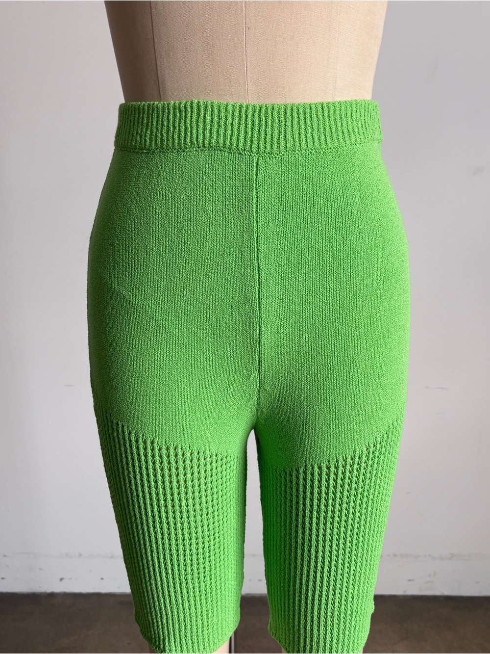 $526 NWT Nanushka “Paola” Knit Bike Shorts in Bright Green Sz Medium - Picture 2 of 9